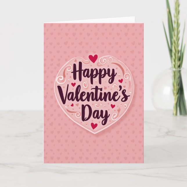 Tarjeta de corazón rosa de San Valentín con capas (Anverso)