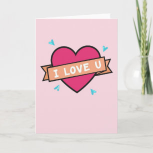 Tarjeta de corazón rosa I Love U