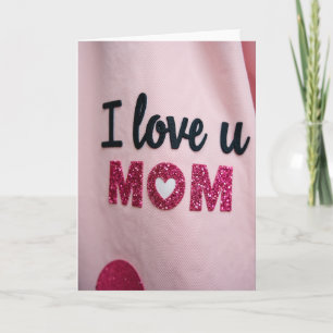 Tarjeta de Corazón Rosa Mamá Te Quiero