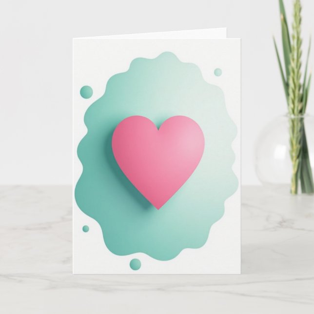 Tarjeta de corazón rosa ondulado simple (Anverso)