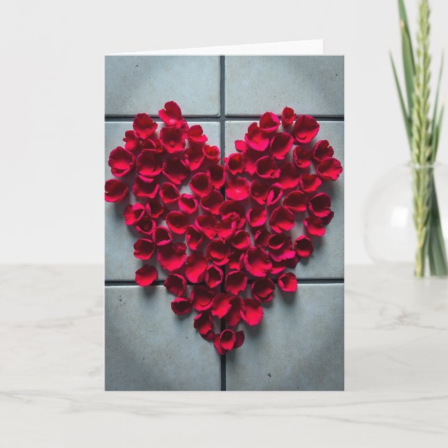 Tarjeta de Corazón Simple de Pétalos de Rosa (Anverso)