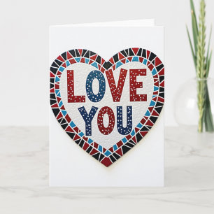 Tarjeta de corazón simple mosaico de amor