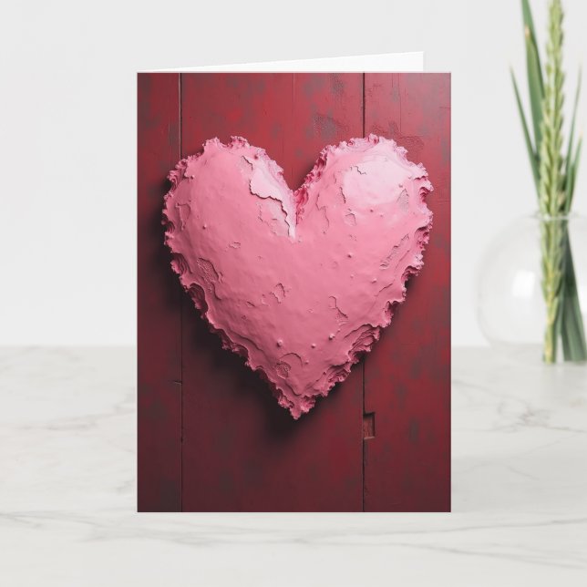 Tarjeta de corazón texturizado rosa romántico (Anverso)