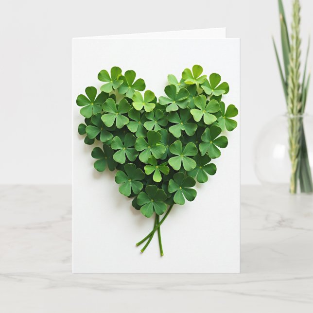 Tarjeta de corazón verde afortunado (Anverso)