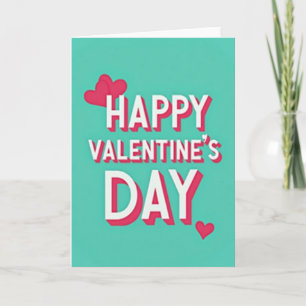 Tarjeta de corazones 3D de San Valentín Happy Aqua