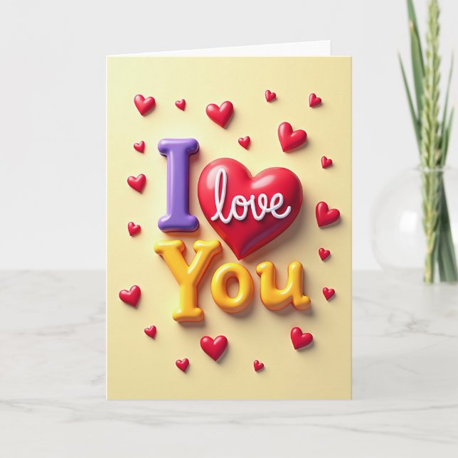 Tarjeta de Corazones 3D 'Te Amo' (Anverso)