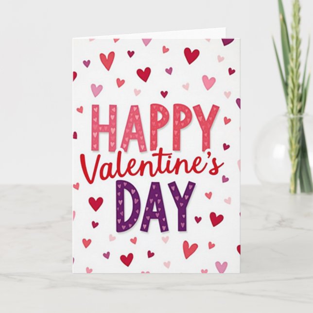 Tarjeta de corazones apilados para San Valentín (Anverso)