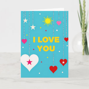 Tarjeta de corazones azules te amo