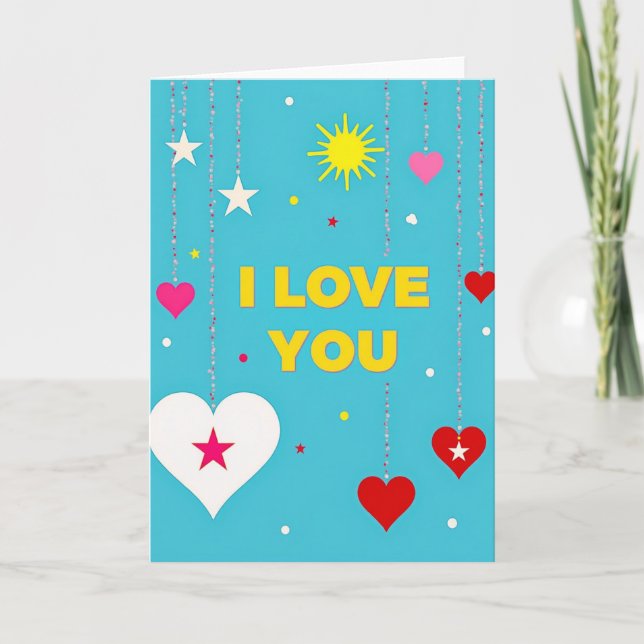 Tarjeta de corazones azules te amo (Anverso)