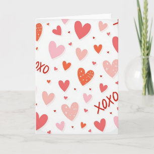 Tarjeta de Corazones Besos Abrazos Xoxo