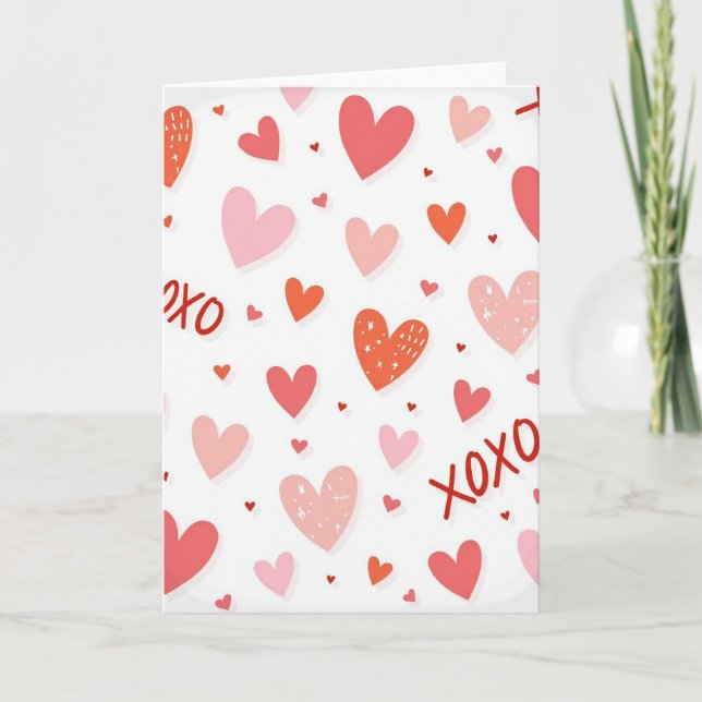 Tarjeta de Corazones Besos Abrazos Xoxo (Anverso)