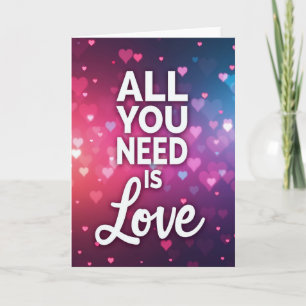 Tarjeta de corazones brillantes de amor simple