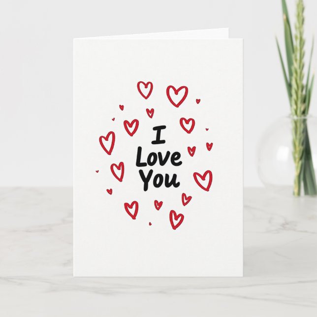 Tarjeta de corazones brillantes te quiero (Anverso)