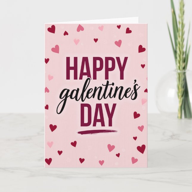 Tarjeta de corazones con pinceladas de Galentines (Anverso)