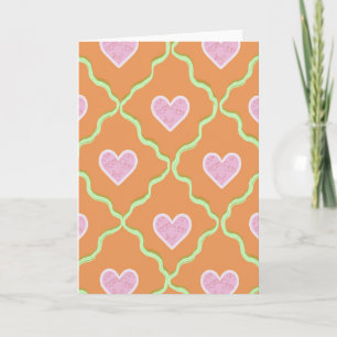 Tarjeta de Corazones con Purpurina Ondulada
