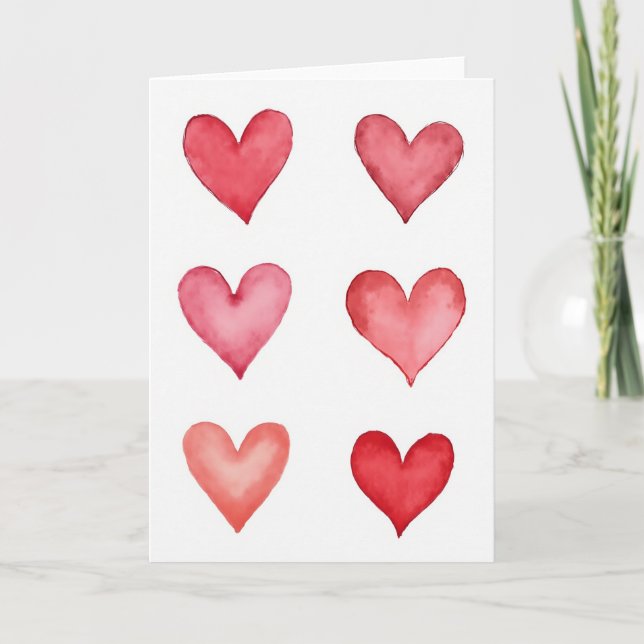 Tarjeta de Corazones de Acuarela Dulces (Anverso)