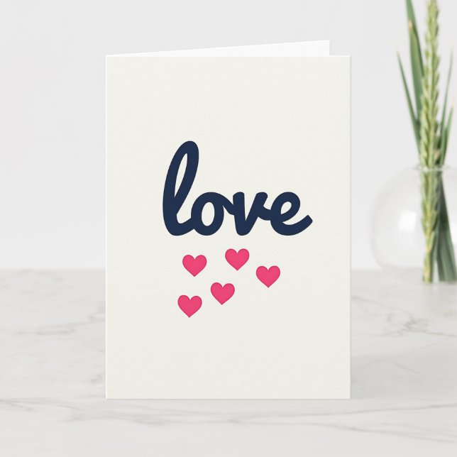 Tarjeta de corazones de amor azul marino (Anverso)