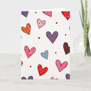 Tarjeta de corazones de amor con puntos coloridos