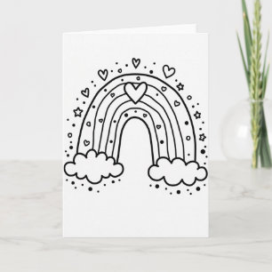 Tarjeta de corazones de amor de arcoíris blanco