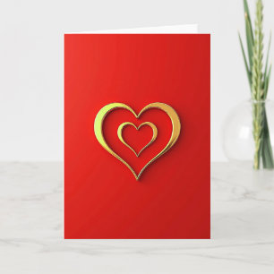 Tarjeta de corazones de amor de oro