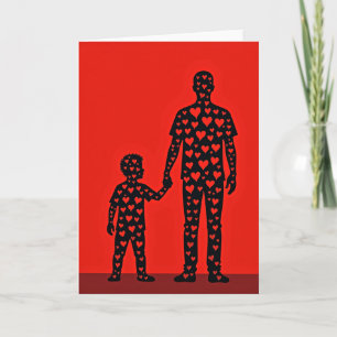 Tarjeta de Corazones de Amor de Padre e Hijo