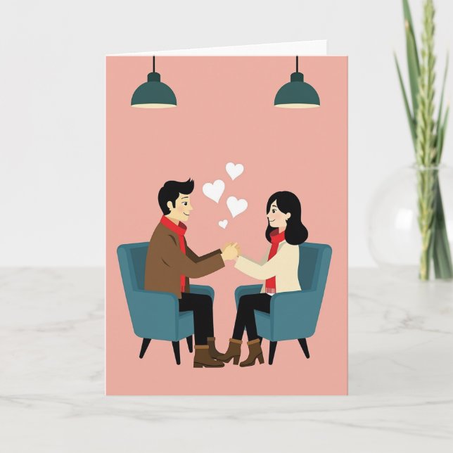 Tarjeta de corazones de amor de pareja romántica (Anverso)
