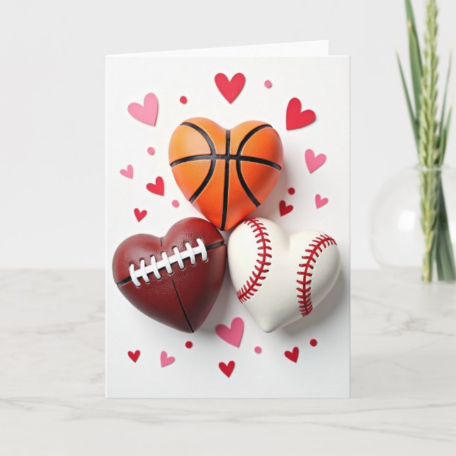 Tarjeta de corazones de amor deportivo (Anverso)