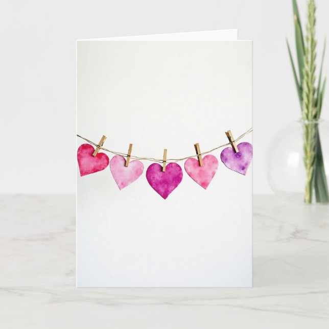 Tarjeta de corazones de amor en acuarela (Anverso)