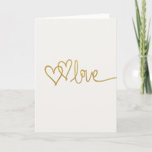 Tarjeta de corazones de amor en oro elegante