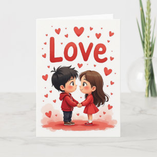 Tarjeta de corazones de amor esponjosos