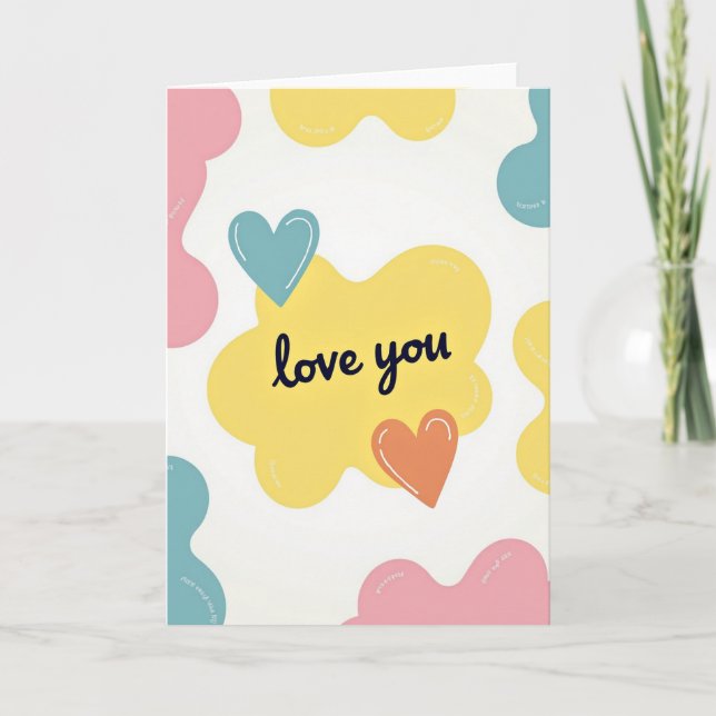 Tarjeta de corazones de amor lindo (Anverso)