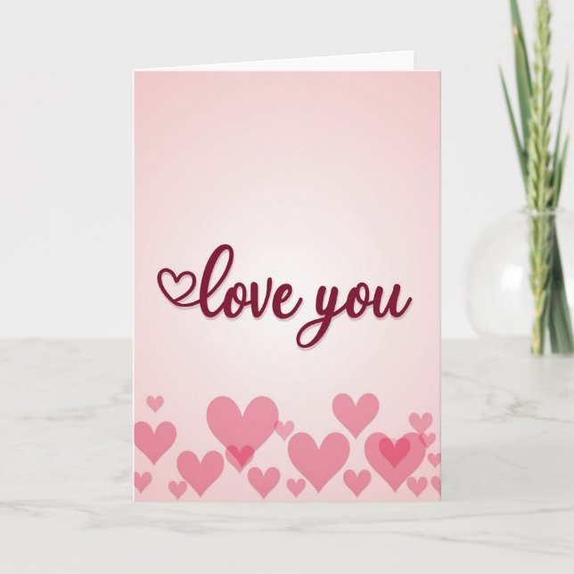 Tarjeta de corazones de amor romántico rosa (Anverso)