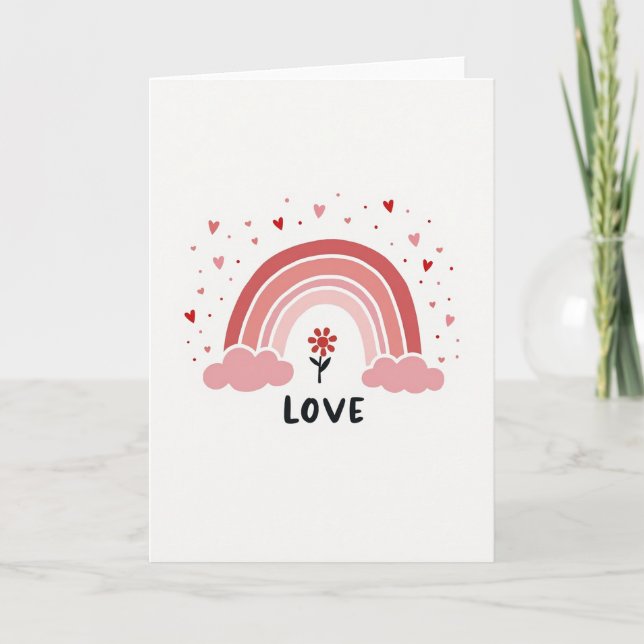 Tarjeta de corazones de arcoíris de amor (Anverso)