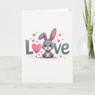 Tarjeta de corazones de conejito de amor