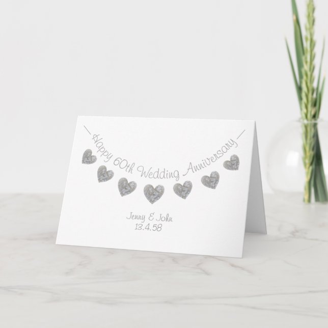 Tarjeta de corazones de diamantes del 60° aniversa (Anverso)