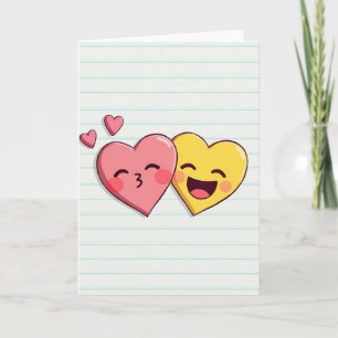 Tarjeta de corazones de Emoji dulces de amor