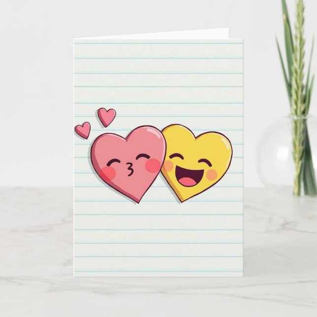 Tarjeta de corazones de Emoji dulces de amor (Anverso)