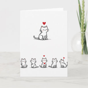 Tarjeta de Corazones de Gatito Amoroso