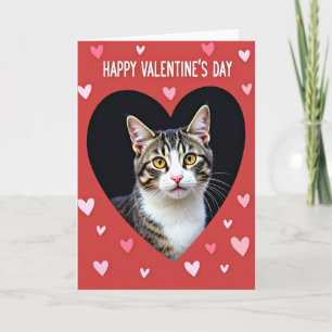 Tarjeta de corazones de gato feliz día de San Vale
