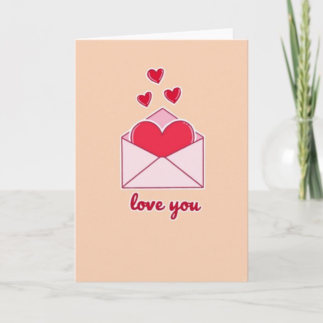 Tarjeta de Corazones de Melocotón Te Ama (Anverso)