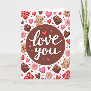 Tarjeta de Corazones de Osito de Peluche Te Amo