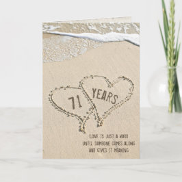 Tarjeta de corazones de playa de 71 años