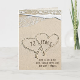 Tarjeta de corazones de playa de 72 años