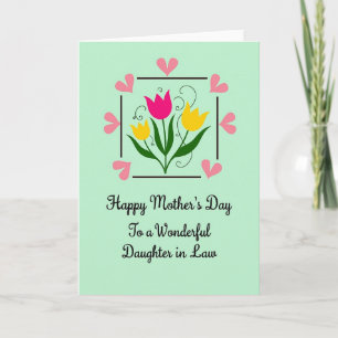 Tarjeta de corazones del día de la madre en verde 