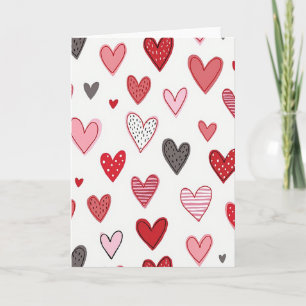 Tarjeta de Corazones Dibujados Minimalista