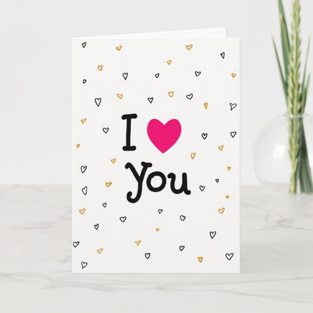 Tarjeta de Corazones Dispersos 'Te Amo' (Anverso)