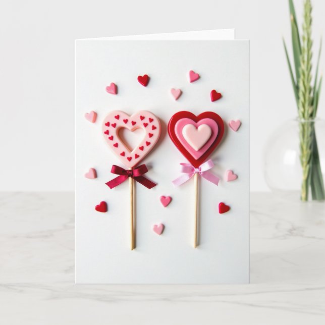 Tarjeta de Corazones Dulces de San Valentín (Anverso)