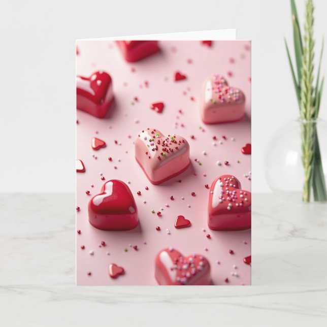 Tarjeta de Corazones Dulces de San Valentín (Anverso)