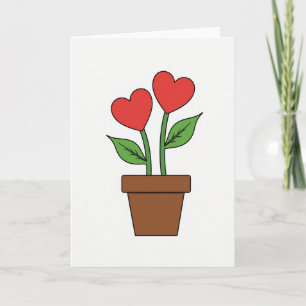 Tarjeta de Corazones en Maceta Simple