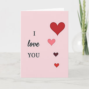 Tarjeta de corazones en relieve rosa I Love You